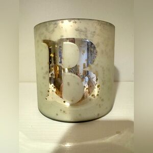 “B” Candle holder with battery powered faux wax candle